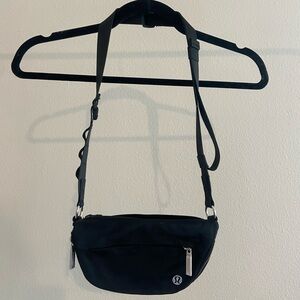 Lululemon Black Crossbody Bag with Silver Accents